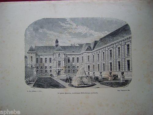Gravure ancienne paris palais - ancienne,