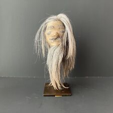Vintage Tsantsa Shrunk Head Replica on Metal Stand