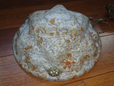 OLD HANGING CHANDELIER LIGHT FIXTURE GLASS SPECKLER CLICHY ART DECO SHAPE