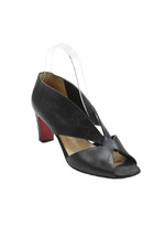 Christian Louboutin Womens Leather Cutout Detail Open Toe Heels Black Size 7