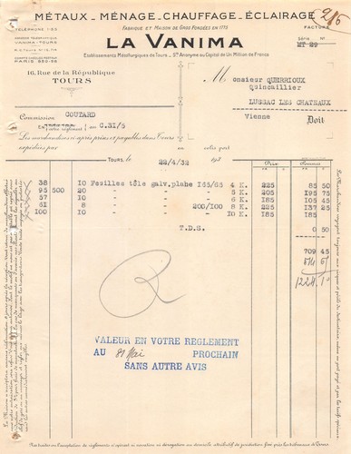 1932 metaux menage - metaux, chauffage