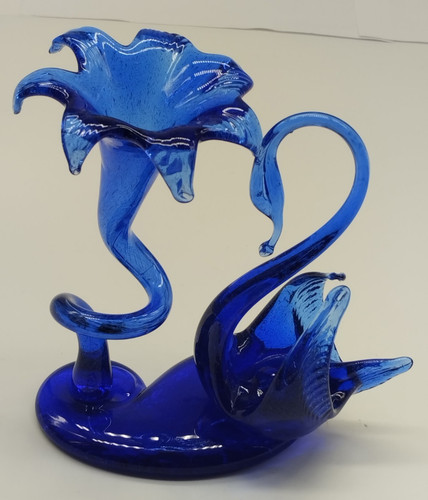 Sculpture verre bleu cobalt - sculpture,