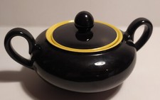 Sucrier vintage fifties  VILLEROY BOCH  jaune noir modéle Biarritz