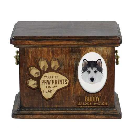 Urne bois siberian husky - urne,