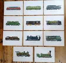 Antique train locomotive 19th century 20th century 11 boards wall decoration print 24x18