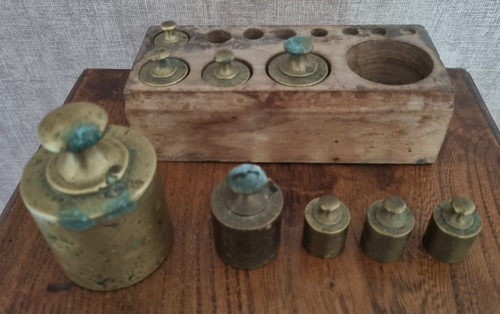 Lot poids anciens laiton - poids,