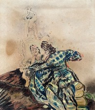 Femme devant sa coiffeuse