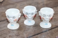 RARE Coquetier porcelaine Foreign - 6,5 cm - TETE D'HOMME - OEUF - EGG