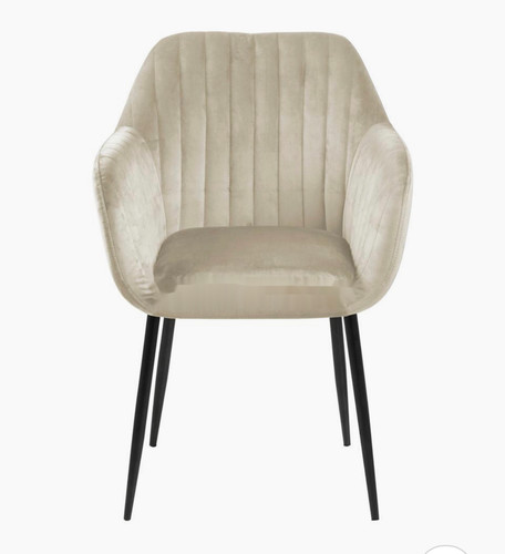 Chaise velours beige pieds - beige,