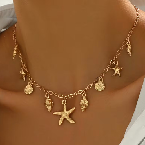 Collier coquillages doré - ✨,