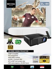 Brooks ZL-44 HD HOME CINEMA PROJECTOR (4K) +2160P Compatible|