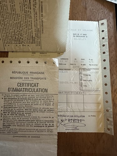Document administratif peugeot - document,