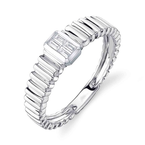 14k white gold baguette - white,