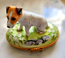 Artoria Peint Main Porcelain Limoges Trinket Box-Jack Russell Terrier Dog NEW!