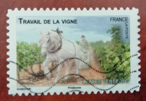 Timbre travail la vigne - timbre,