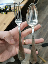 Silver cutlery title 2 era 1820-1840 fork and spoon head of...