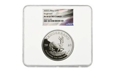 2025 Afrique Du Sud 2-oz Argent Krugerrand Preuve NGC PF70UC W/Drapeau Label