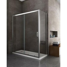 Cabine de douche de 6 mm avec un mur fixe lateral et une porte coulissante H.190