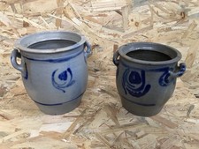 Paire Ancien Pot Grès Bleu