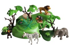 Playmobil Safari Savane Animaux Sauvages TBE – Lion Éléphant Zèbre Vautour Arbre