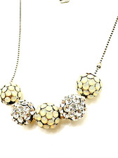 Vintage CHARTAGE BELGIUM Rhinestone Ball Necklace Pave Beads 16"