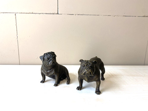 Sculpture deux chien - sculpture, bulldog