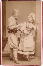 Couple de Comedien.Violin.Cabinet Carte.Albuminée photo by Bessein in Charenton.