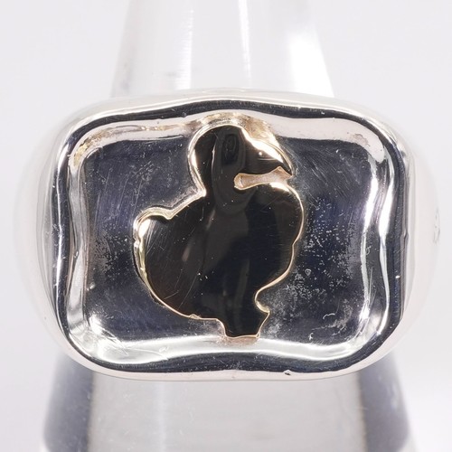 Bague chevalière oiseau