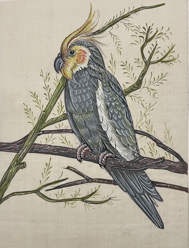 Peinture sur soie - , oiseau