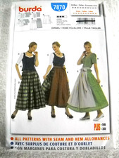 Burda 7870 Dirndl Skirt Blouse Vest Apron German Costume Sz 12-30 Sewing Pattern