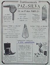 ADVERTISEMENT PAZ ET SILVA LAMP VIBRATING MASSAGER KETTLE 1913 FRENCH AD PUB RARE