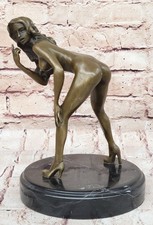 Sculpture Art Déco Femme Nue Érotique Statue Figurine En Bronze À Vendre