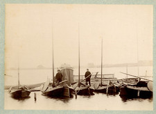 Holland boats vintage albumen print, albumen print 20x25 circa 18