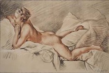 François Boucher: Nude Portrait on the Sofa, Signed Heliogravure, 1959