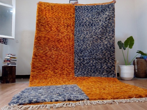 Tapis marocain orange gris - orange,