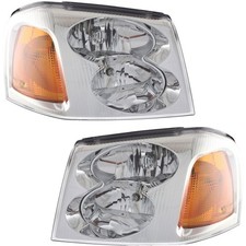 Driver and Passenger Side Headlights For GMC Envoy 2002-2009 Halogen with Bulbs