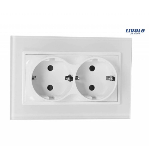 Prise double schuko 16a - schuko, verre