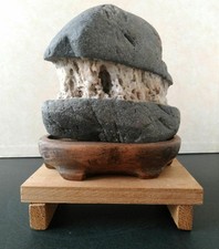 Suiseki Bonseki Bonsai Jardin japonais zen avec piédestal (2 pièces)