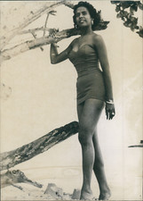 Student Raymonde Gargar elected Queen of Guadeloupe, ca.1958, Vintage silver p