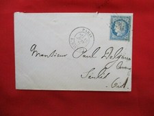 VIEUX PAPIER DEVANT DE LETTRE PARIS (75) A SENLIS (60) YT 60