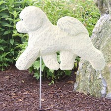 Panneau De Jardin Bichon Frise Peint À La Main