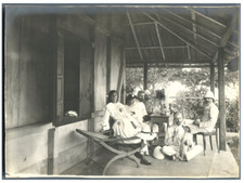 Madagascar, Group of French Settlers Vintage Silver Print.  Silver Print