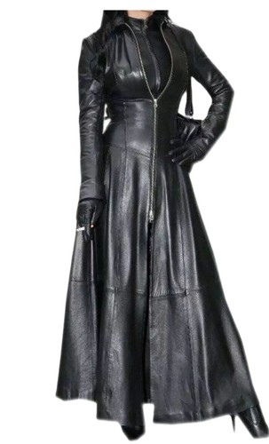 Robe longue cuir - longue, en