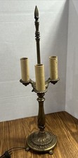 Vintage Brass Bouillette 3 Candlestick Table Lamp Works Great 24 1/2” Tall K1544