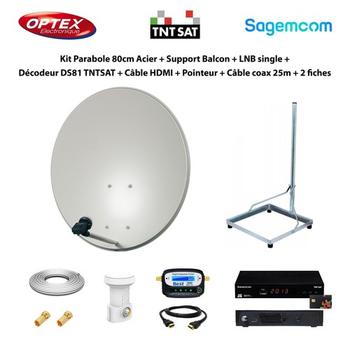 Kit parabole 80cm acier - parabole, +