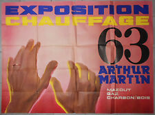 Antique poster ARTHUR MARTIN exhibition heating oil gas coal wood 1963