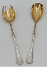 Beautiful 2pcs Solid Silver Minerve Salad Service Cover, Green, 268g.