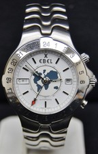 EBEL Sportwave Meridian Automatic GMT World Time 40mm Stainless Watch E9122641