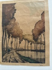 ROGER HEBBELINCK LANDSCAPE WALKWAY LIMITED EDITION SIGNED ETCHING 11/6 Rare