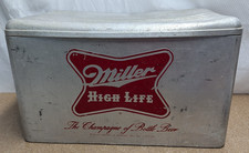 Vintage Miller High Life Cronstroms Beer Ice Chest Metal Aluminum Cooler